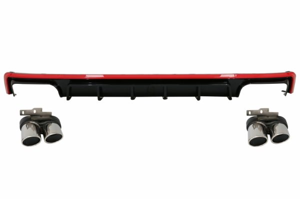 Πίσω Προφυλακτήρας Διαχύτης Diffuser & Exhaust Tips για Audi A6 C8 4K Avant Sedan (2018-up) S6 Design Red - Image 2
