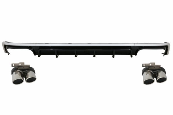Πίσω Προφυλακτήρας Διαχύτης Diffuser & Exhaust Tips για Audi A6 C8 4K Avant Sedan (2018-up) S6 Design Silver - Image 2