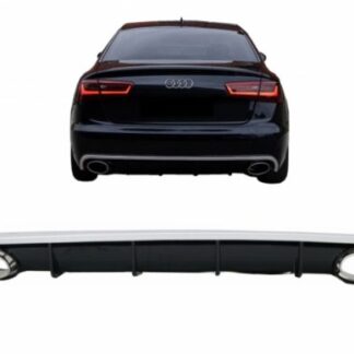 Πίσω Προφυλακτήρας Διαχύτης Diffuser για Audi A6 C7 4G Limousine Avant (2010-2014) με Exhaust Tips RS6 Design