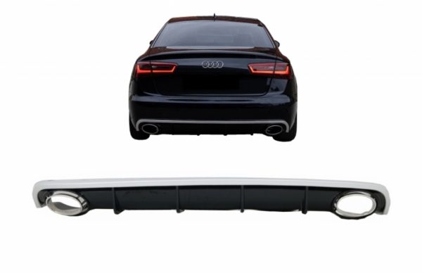 Πίσω Προφυλακτήρας Διαχύτης Diffuser για Audi A6 C7 4G Limousine Avant (2010-2014) με Exhaust Tips RS6 Design
