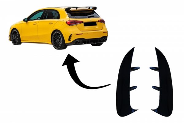 Πίσω Προφυλακτήρας Flaps Flics Side Fins για MERCEDES A Class W177 (04.2018-up) Hatchback A35 Design Black Edition