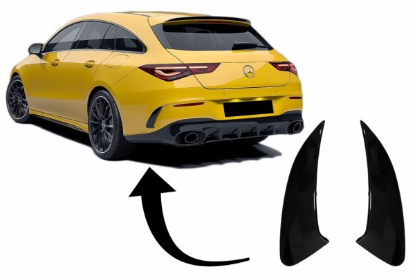 Πίσω Προφυλακτήρας Flaps Flics Side Fins για Mercedes CLA Shooting Brake X118 CLA Coupe C118 (2019-up) Piano Black CLA 45S Design