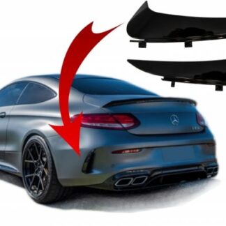 Πίσω Προφυλακτήρας Flaps Side Fins Flics για MERCEDES C-Class C205 A205 (2014-2018) Coupe Cabriolet Piano Black