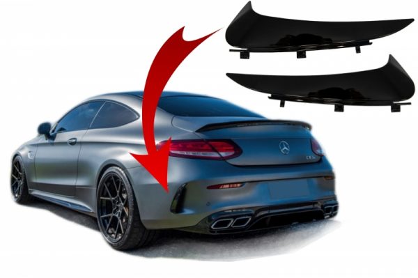 Πίσω Προφυλακτήρας Flaps Side Fins Flics για MERCEDES C-Class C205 A205 (2014-2018) Coupe Cabriolet Piano Black