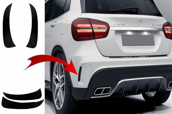 Πίσω Προφυλακτήρας Flaps Side Fins Flics για MERCEDES GLA X156 GLA250 GLA45 (2014-up) Black Edition