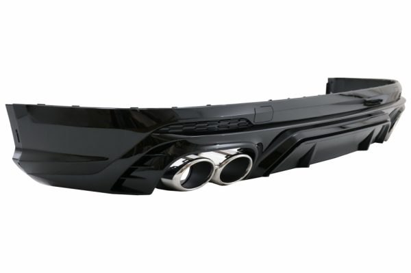 Πίσω Προφυλακτήρας Spoiler Διαχύτης Diffuser Double Outlet για Audi Q5 SUV FY S-Line (2018-2020) Silver Tips - Image 2
