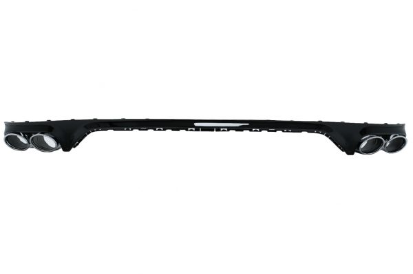 Πίσω Διαχύτης Diffuser Double Outlet για Audi Q8 S-Line (2018-) Silver Tips