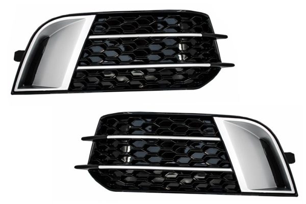 Πλαϊνά Καπάκια Προβολών για Audi A1 8X (2010-2015) RS1 Design Black με Brushed Aluminum Insertions