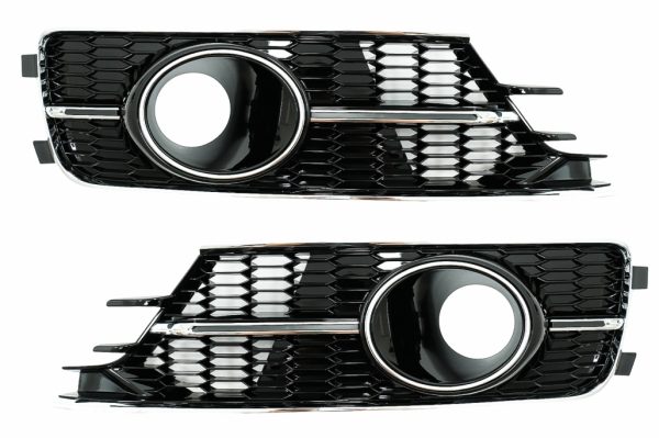 Προφυλακτήρας Lower Grille Covers Side Grilles για AUDI A6 C7 4G Facelift (2015-2018) Piano Black & Chrome