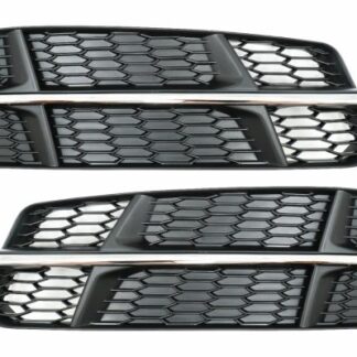 Προφυλακτήρας Lower Grille Covers Side Grilles για Audi A6 C7 4G S-Line Facelift (2015-2018) Black Chrome
