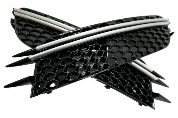 Προφυλακτήρας Side Grilles Covers για Audi A6 C7 4G (2012-2015) RS Design Black με Brushed Aluminium Insertions - Image 3