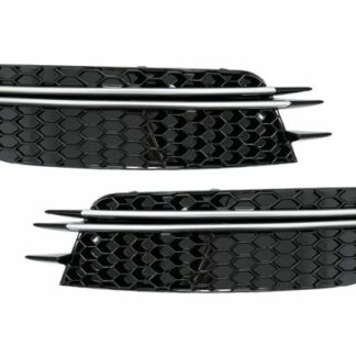 Προφυλακτήρας Side Grilles Covers για Audi A6 C7 4G (2012-2015) RS Design Black με Brushed Aluminium Insertions