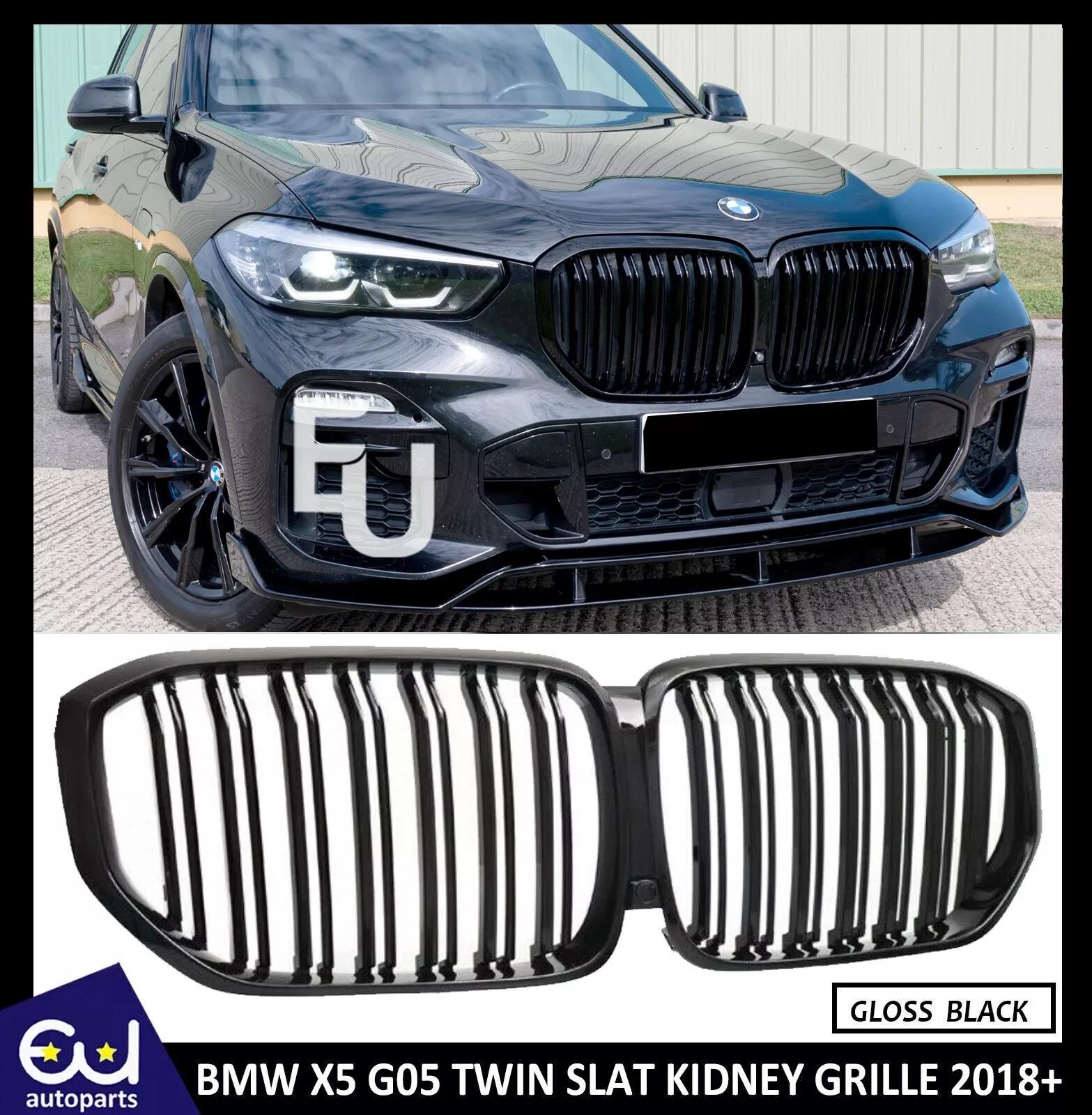 FOR BMW X5 G05 GLOSS BLACK TWIN DUAL SLAT KIDNEY GRILL GRILLE 2018 ONWARDS MODEL - Image 14