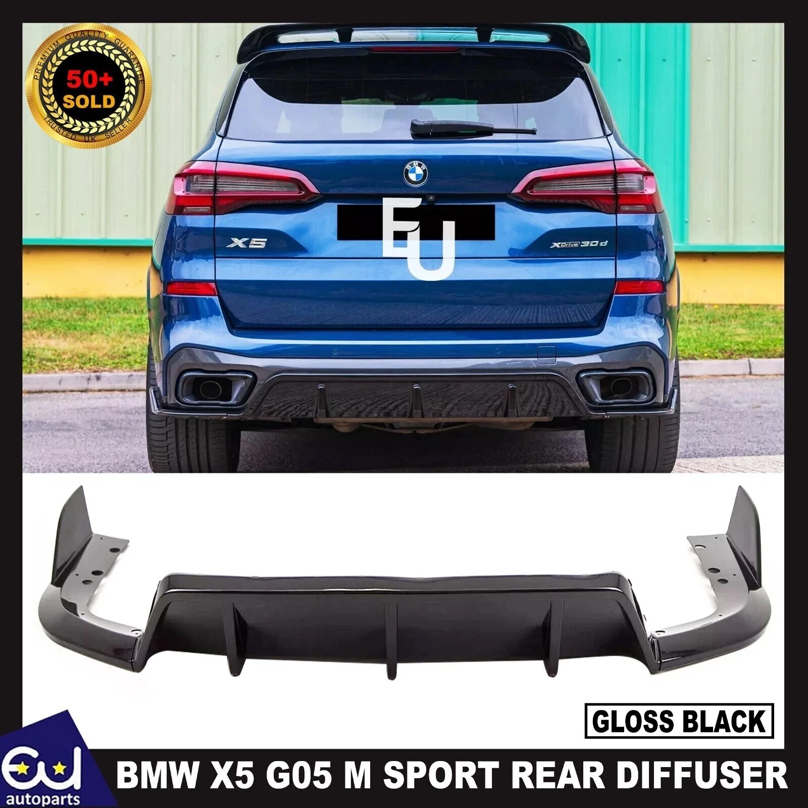 FOR BMW X5 G05 M SPORT GLOSS BLACK REAR BUMPER DIFFUSER SPOILER EXTENSION 2018+ - Image 13