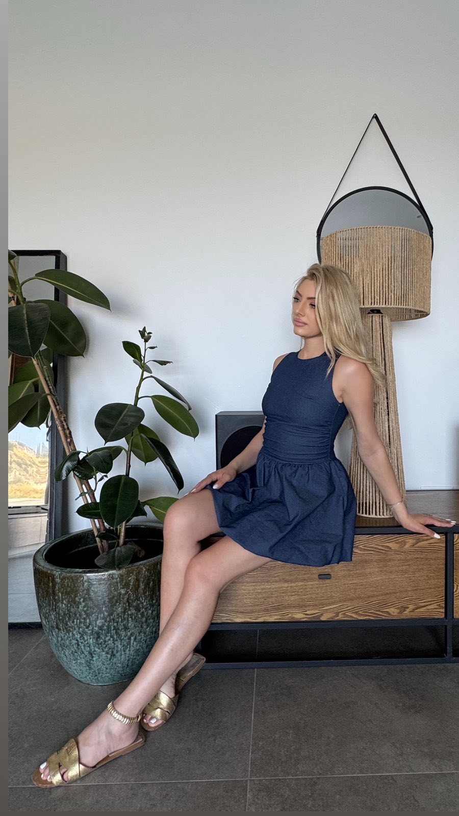 Open Back Denim Dress