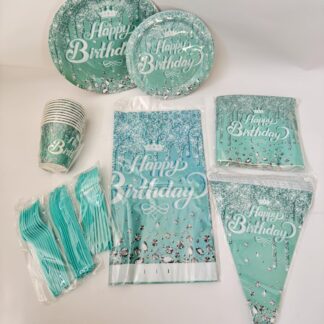 Aqua Blue "Happy Birthday" Party Set