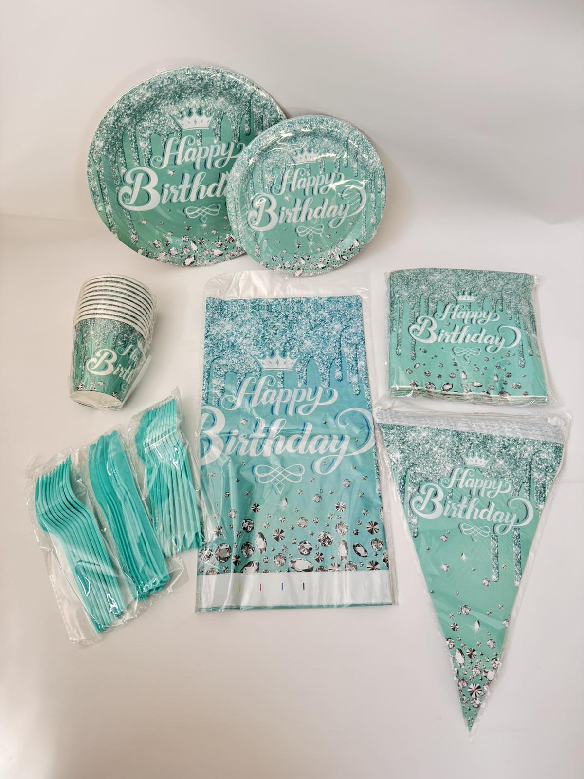 Aqua Blue "Happy Birthday" Party Set