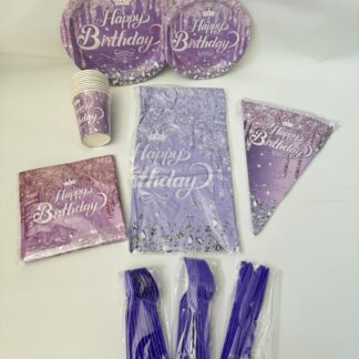 Purple "Happy Birthday" Party Set