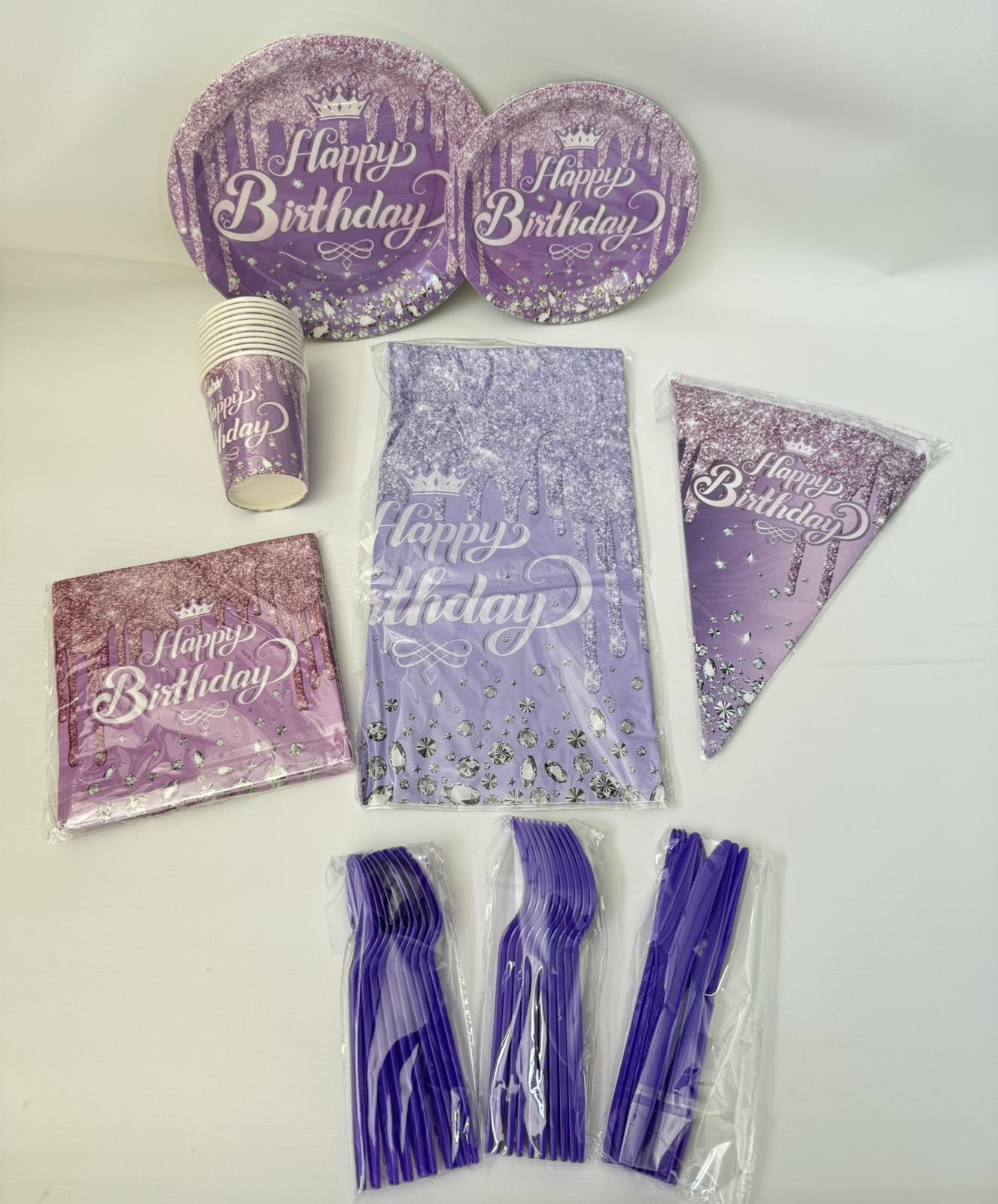 Purple "Happy Birthday" Party Set