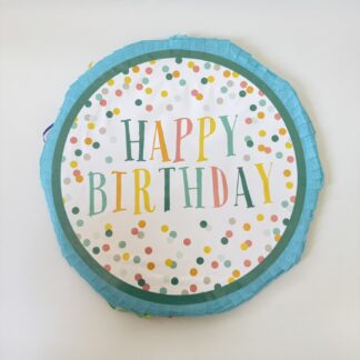 🎉 Πινιάτα Happy Birthday Γαλάζιο-Λευκή – Κομψή & Φρέσκια Διακόσμηση Πάρτι