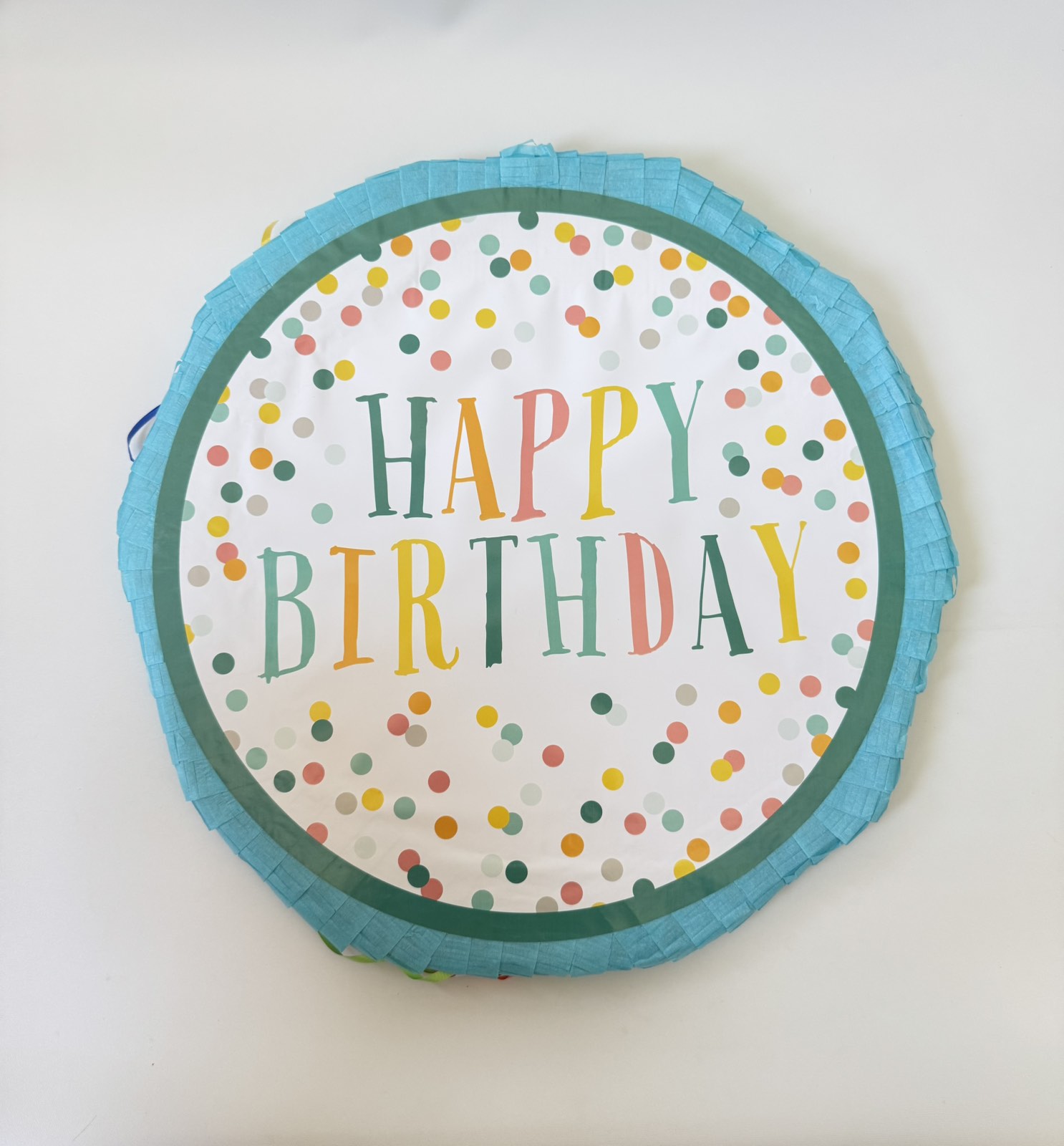 🎉 Πινιάτα Happy Birthday Γαλάζιο-Λευκή – Κομψή & Φρέσκια Διακόσμηση Πάρτι