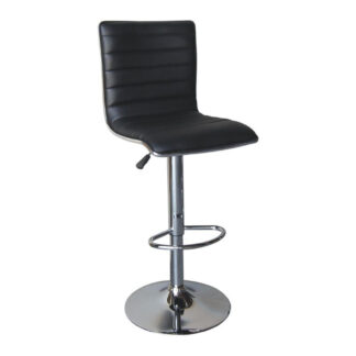 ALFI Σκαμπό BAR με Πλάτη, Βάση Χρώμιο, PU Μαύρο, Ρύθμιση Ύψους, Περιστρεφόμενο ΕΜ970 Μαύρο, Χρώμιο - Inox από PU - PVC, Μέταλλο 41x50x59/94-80/115cm 2τμχ