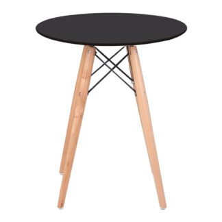 ART Wood Τραπέζι, Πόδια Οξιά Φυσικό, Επιφάνεια MDF Μαύρο Ε7082,2 Μαύρο, Φυσικό από Ξύλο Φ60cm H.70cm 1τμχ