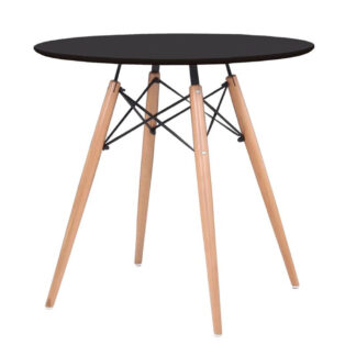 ART Wood Τραπέζι, Πόδια Οξιά Φυσικό, Επιφάνεια MDF Μαύρο Ε7083,2 Μαύρο, Φυσικό από Ξύλο Φ80cm H.74cm 1τμχ