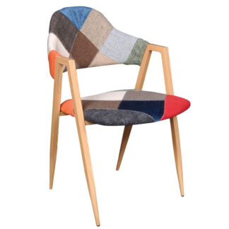 DELTA Πολυθρόνα Μέταλλο Βαφή Φυσικό, Ύφασμα Patchwork ΕΜ130,4 Patchwork, Φυσικό από Μέταλλο, Ύφασμα 50x55x80cm 2τμχ