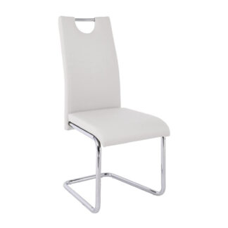 CROFT Καρέκλα Τραπεζαρίας - Κουζίνας, Μέταλλο Χρώμιο, PU Άσπρο ΕΜ914,1 Άσπρο, Χρώμιο - Inox από PU - PVC, Μέταλλο 43x58x102cm 4τμχ