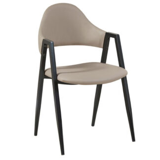 DELTA Πολυθρόνα Μέταλλο Βαφή Μαύρο, Pu Cappuccino ΕΜ1301,2 Μαύρο, Μπεζ-Tortora-Sand-Cappuccino από PU - PVC, Μέταλλο 50x55x80cm 2τμχ