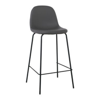 CELINA Σκαμπό BAR με Πλάτη, Κάθισμα H.67cm, Μέταλλο Βαφή Μαύρο, Pvc Γκρι ΕΜ902,1P Γκρι, Μαύρο από PU - PVC, Μέταλλο 4τμχ
