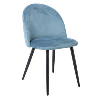 BELLA Καρέκλα Τραπεζαρίας, Μέταλλο Βαφή Μαύρο, Ύφασμα Velure Απόχρωση Petrol ΕΜ759,3 Μαύρο, Πράσινο από Μέταλλο, Ύφασμα 50x56x80cm 4τμχ