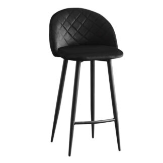 BELLA Σκαμπό BAR με Πλάτη, Μέταλλο Βαφή Μαύρο, Ύφασμα Velure Απόχρωση Μαύρο ΕΜ758,4 από Μέταλλο, Ύφασμα 48x52x70/94cm 2τμχ