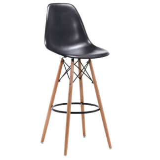 ART Wood Σκαμπό BAR με Πλάτη, Πόδια Οξιά Φυσικό, PP Μαύρο Ε509,2 Μαύρο, Φυσικό από PP - PC - ABS, Ξύλο 47x54x71/109cm 4τμχ