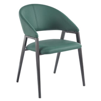 DELI Πολυθρόνα Μέταλλο Βαφή Μαύρο, Pu Forest Green ΕΜ175,1 Μαύρο, Πράσινο από PU - PVC, Μέταλλο 52x62x83cm 2τμχ