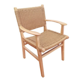 COMO Πολυθρόνα Τραπεζαρίας Φυσικό, Κάθισμα Paper Rope Ε7028 από Ξύλο 63x59x86cm 2τμχ