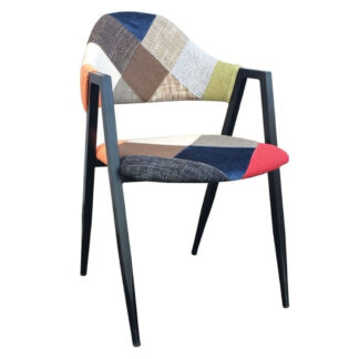 DELTA Πολυθρόνα Μέταλλο Βαφή Μαύρο, Ύφασμα Patchwork ΕΜ130 Patchwork, Μαύρο από Μέταλλο, Ύφασμα 50x55x80cm 2τμχ