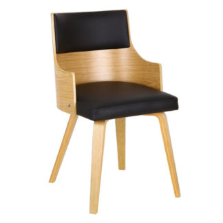 EMERSON Πολυθρόνα Φυσικό - Pu Μαύρο Ε7513,2 Μαύρο, Φυσικό από PU - PVC, Ξύλο 48x53x79cm 1τμχ