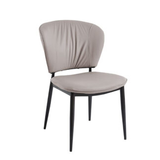 DIMA Καρέκλα Τραπεζαρίας- Κουζίνας, Μέταλλο Βαφή Μαύρο, Pu Γκρι ΕΜ173,2 Γκρι, Μαύρο από PU - PVC, Μέταλλο 53x70x82cm 2τμχ